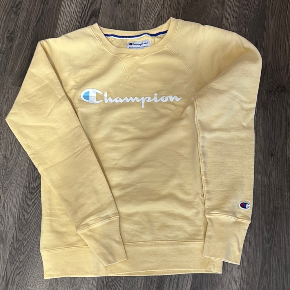 Champion Yellow Crewneck Sweater Classic Design